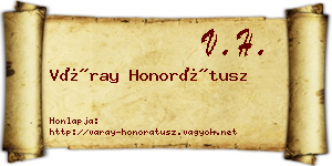 Váray Honorátusz névjegykártya